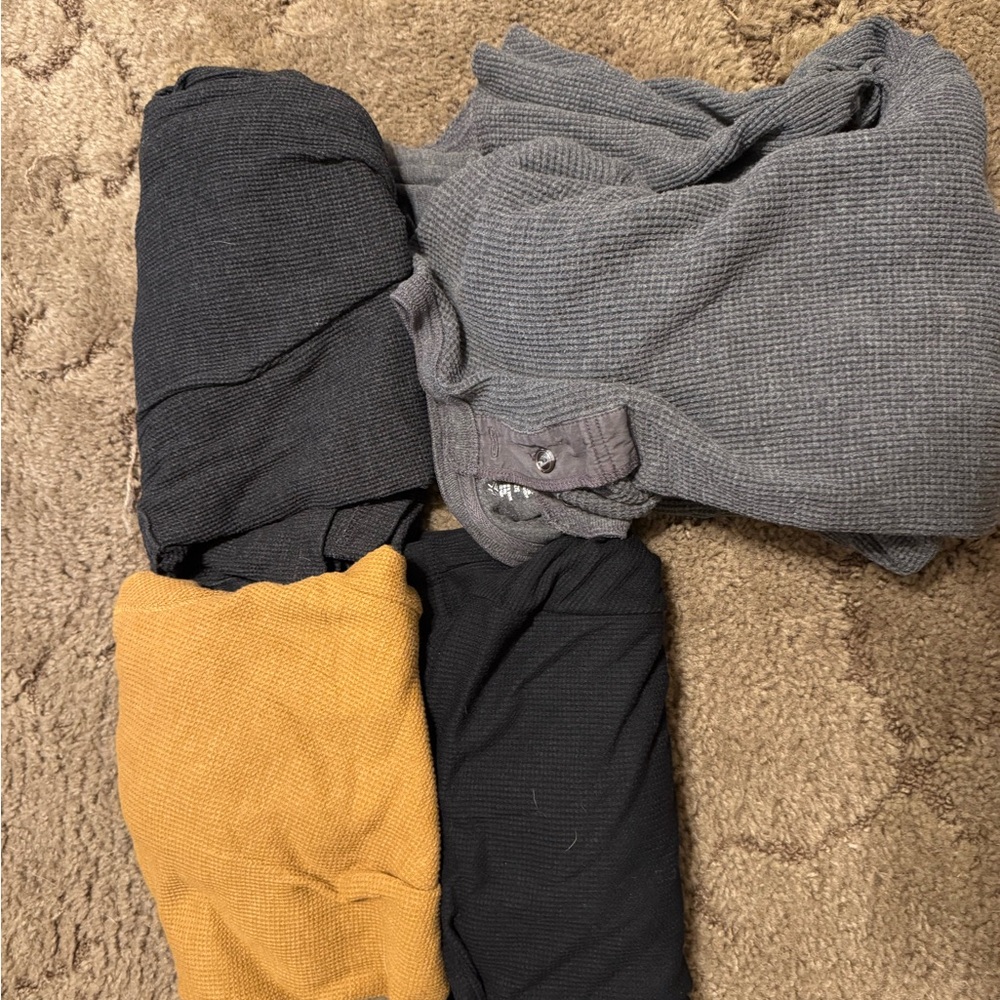 Cozy Waffle Knit Fleece Tops in Gray, Black, and Tan